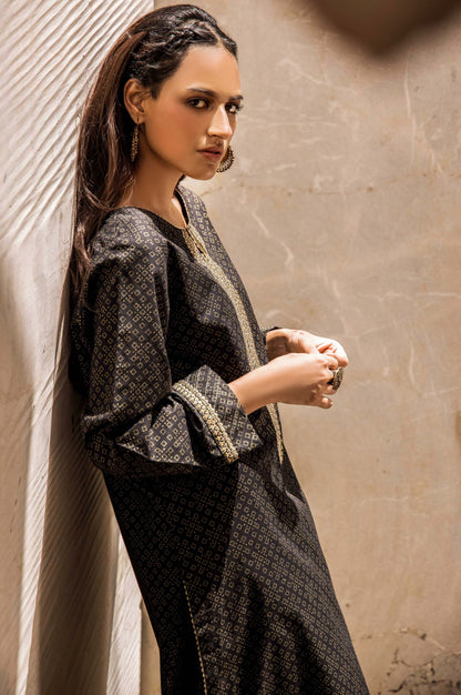 Stitched 1 Piece Embroidered Gold Paste Cambric Shirt