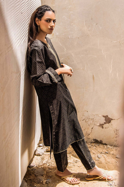 Stitched 1 Piece Embroidered Gold Paste Cambric Shirt