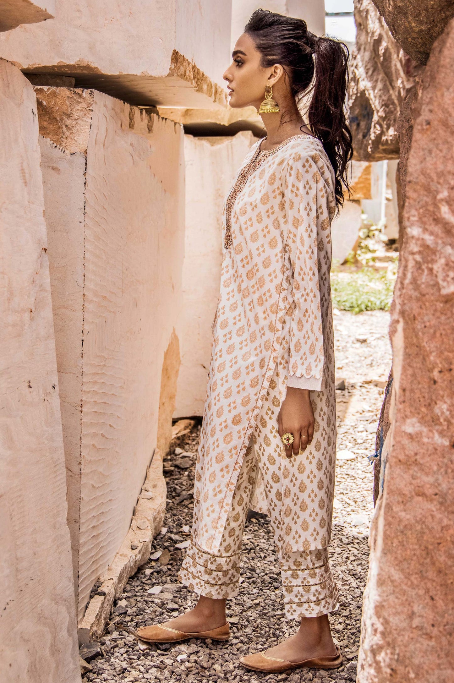 Stitched 1 Piece Printed Gold Paste Cambric Shirt