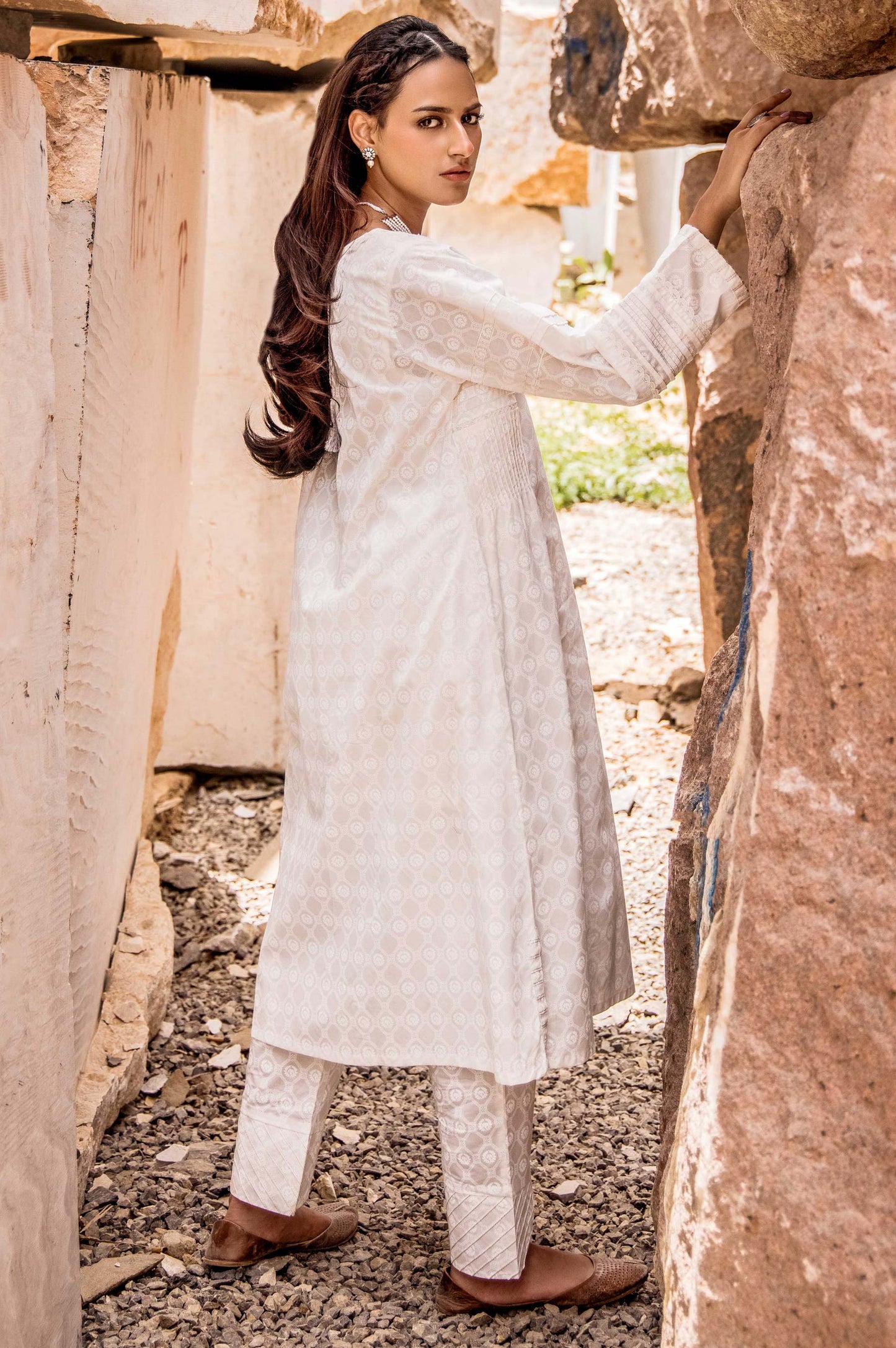 Stitched 1 Piece Printed White Paste Cambric Shirt