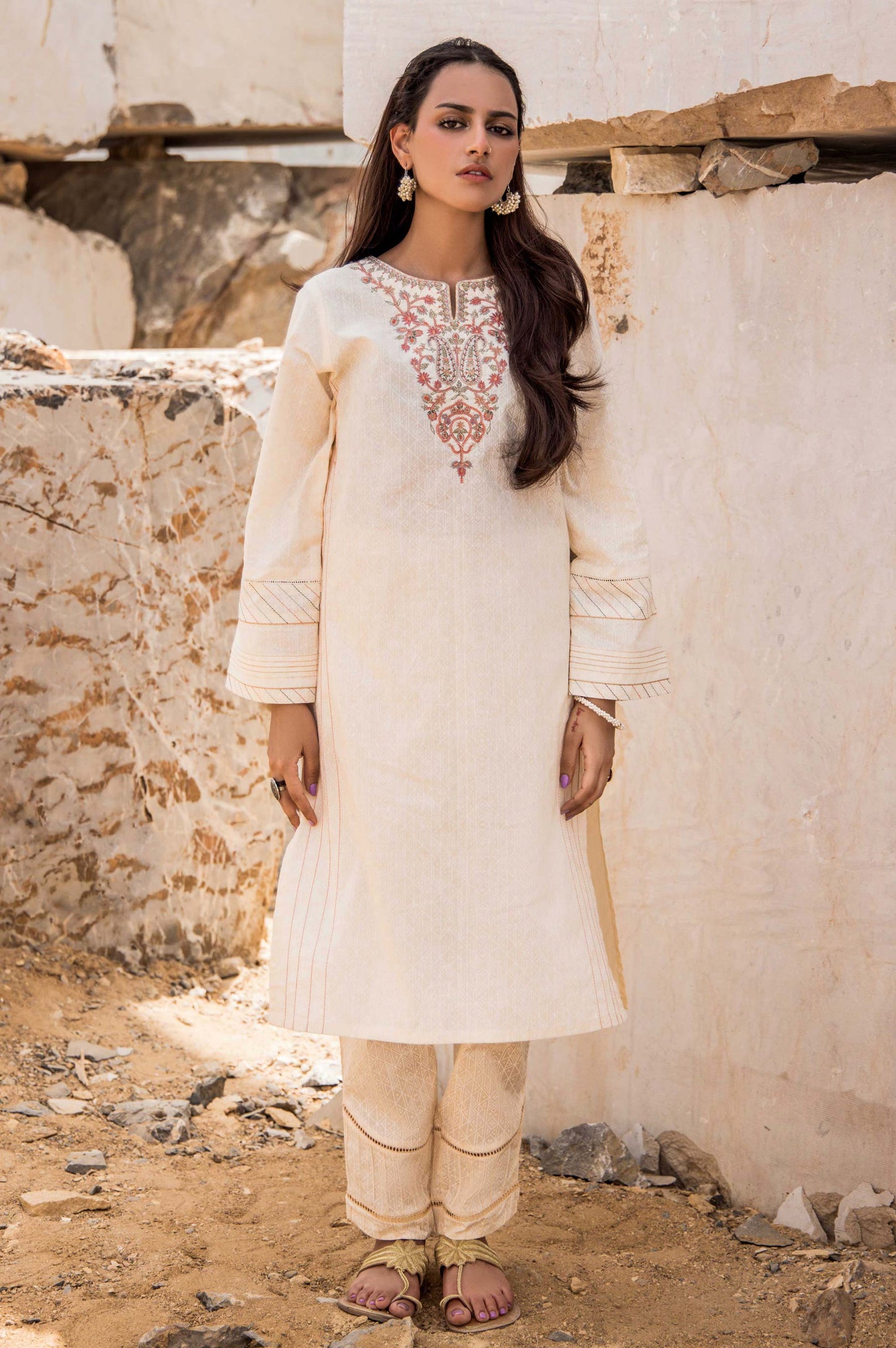 Stitched 1 Piece Printed White Paste Cambric Shirt