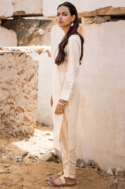 Stitched 1 Piece Printed White Paste Cambric Shirt