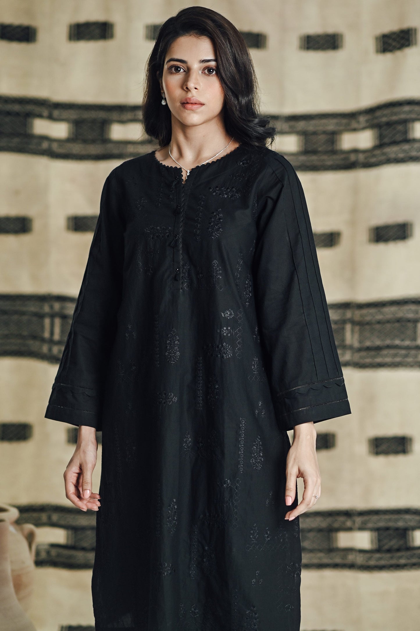 Stitched 1 Piece Embroidered Cambric Shirt