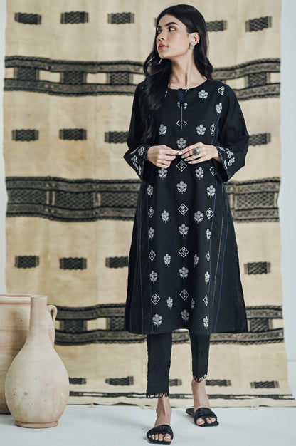 Stitched 1 Piece Embroidered Dobby Shirt