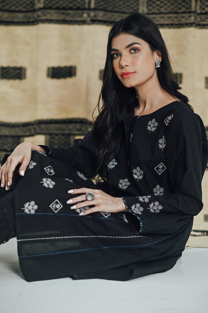 Stitched 1 Piece Embroidered Dobby Shirt