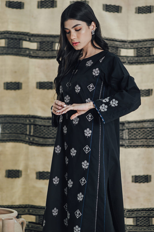 Stitched 1 Piece Embroidered Dobby Shirt