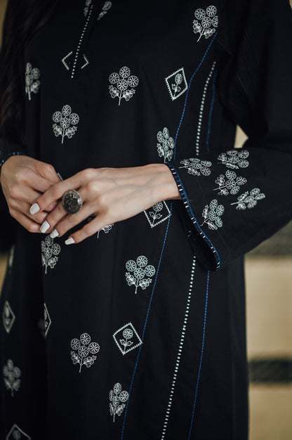 Stitched 1 Piece Embroidered Dobby Shirt