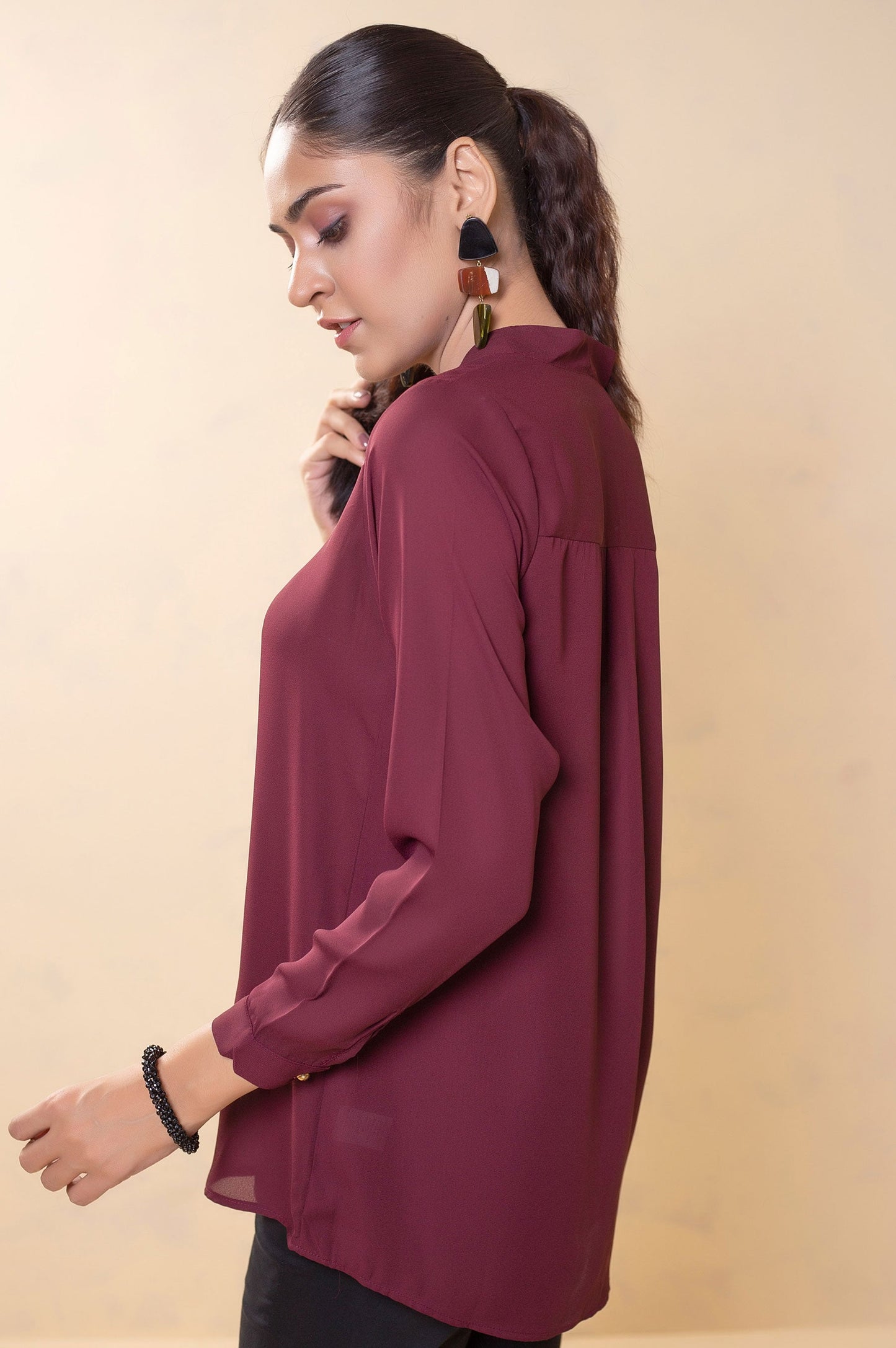 Stitched 1 Piece Embellished Crepe Top