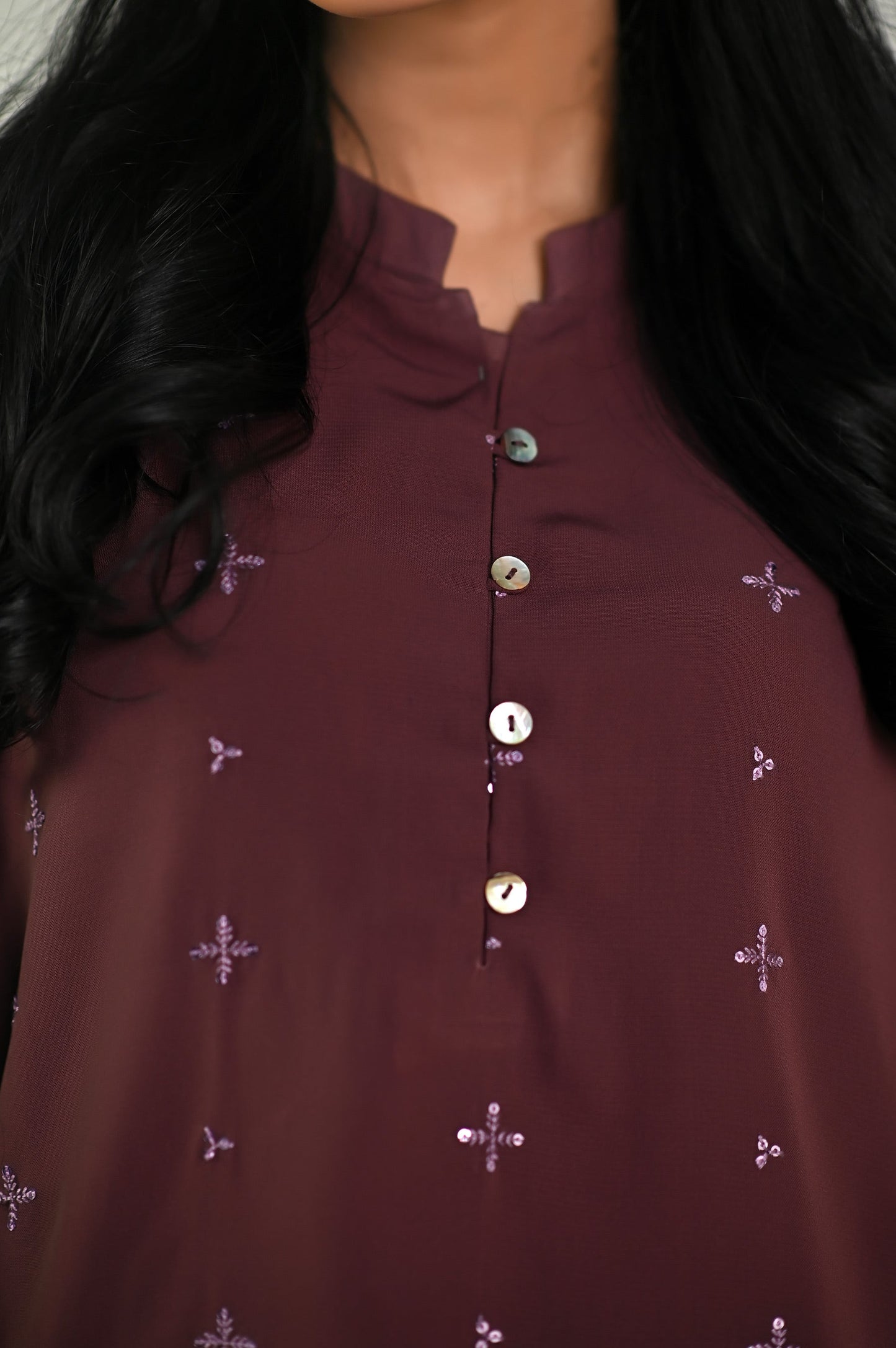 Stitched 1 Piece Embroidered Crepe Top