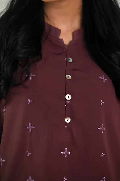 Stitched 1 Piece Embroidered Crepe Top