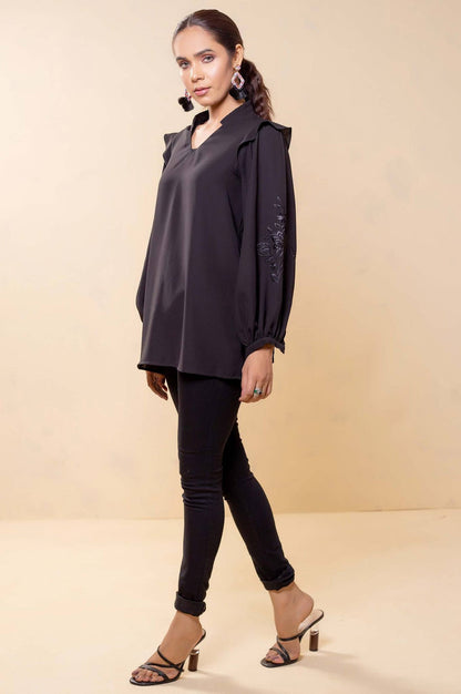 Stitched 1 Piece Embroidered Crepe Top