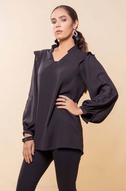 Stitched 1 Piece Embroidered Crepe Top