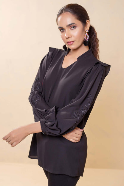 Stitched 1 Piece Embroidered Crepe Top