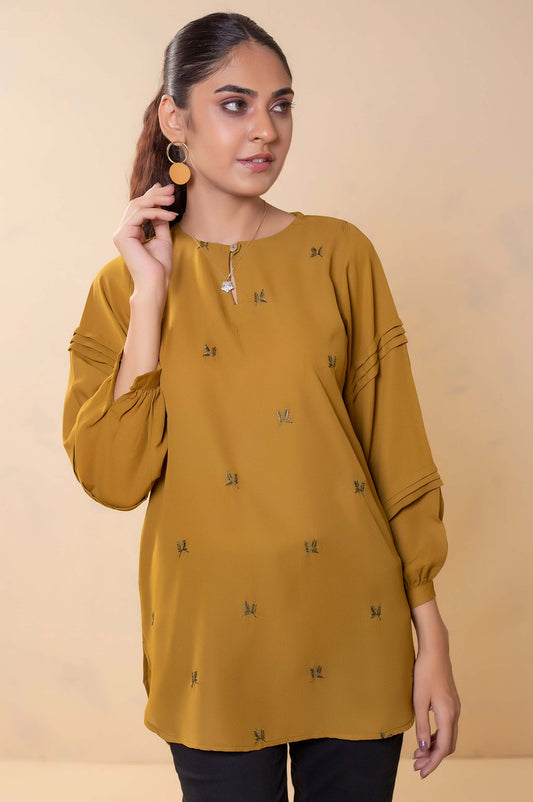 Stitched 1 Piece Embroidered Crepe Top