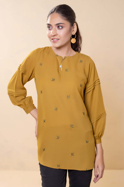 Stitched 1 Piece Embroidered Crepe Top