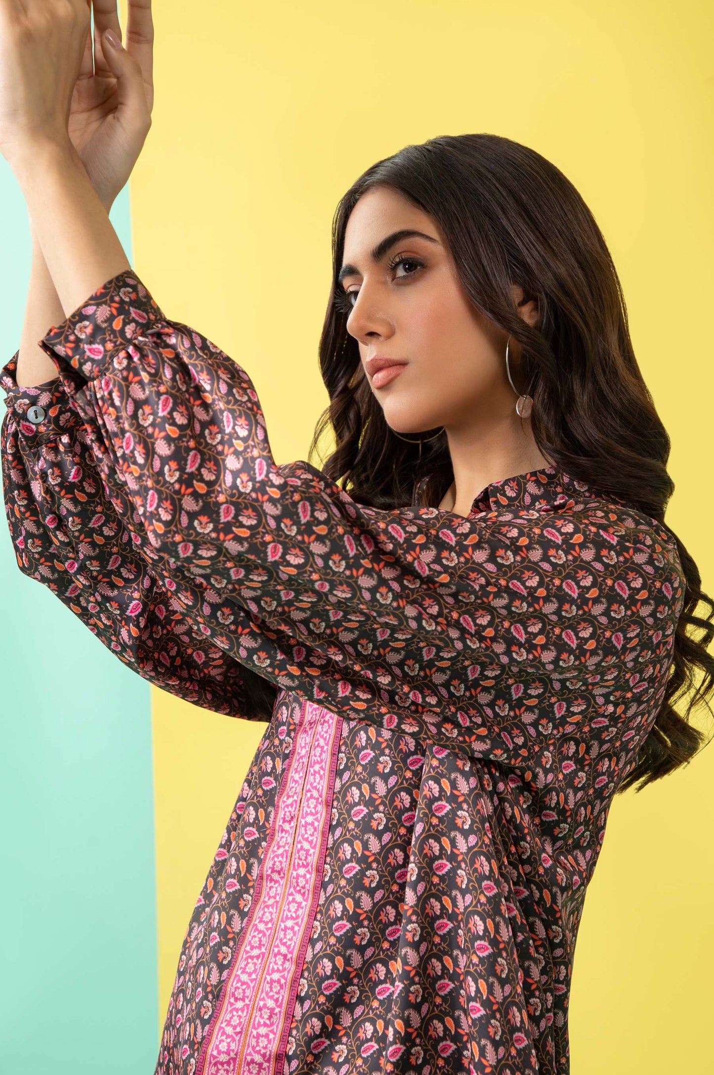 Stitched 1 Piece Embellished Silk Shirt