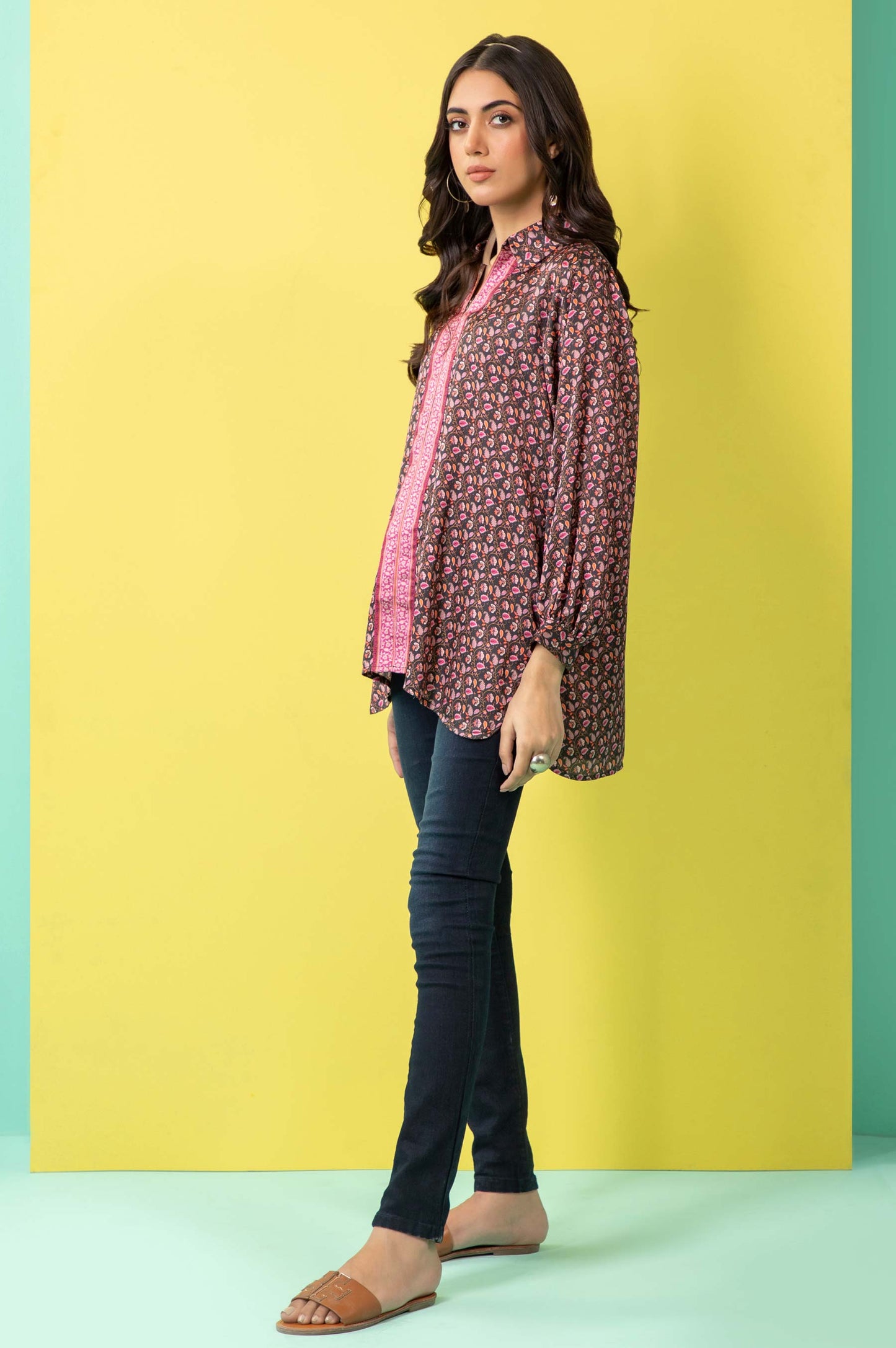 Stitched 1 Piece Embellished Silk Shirt