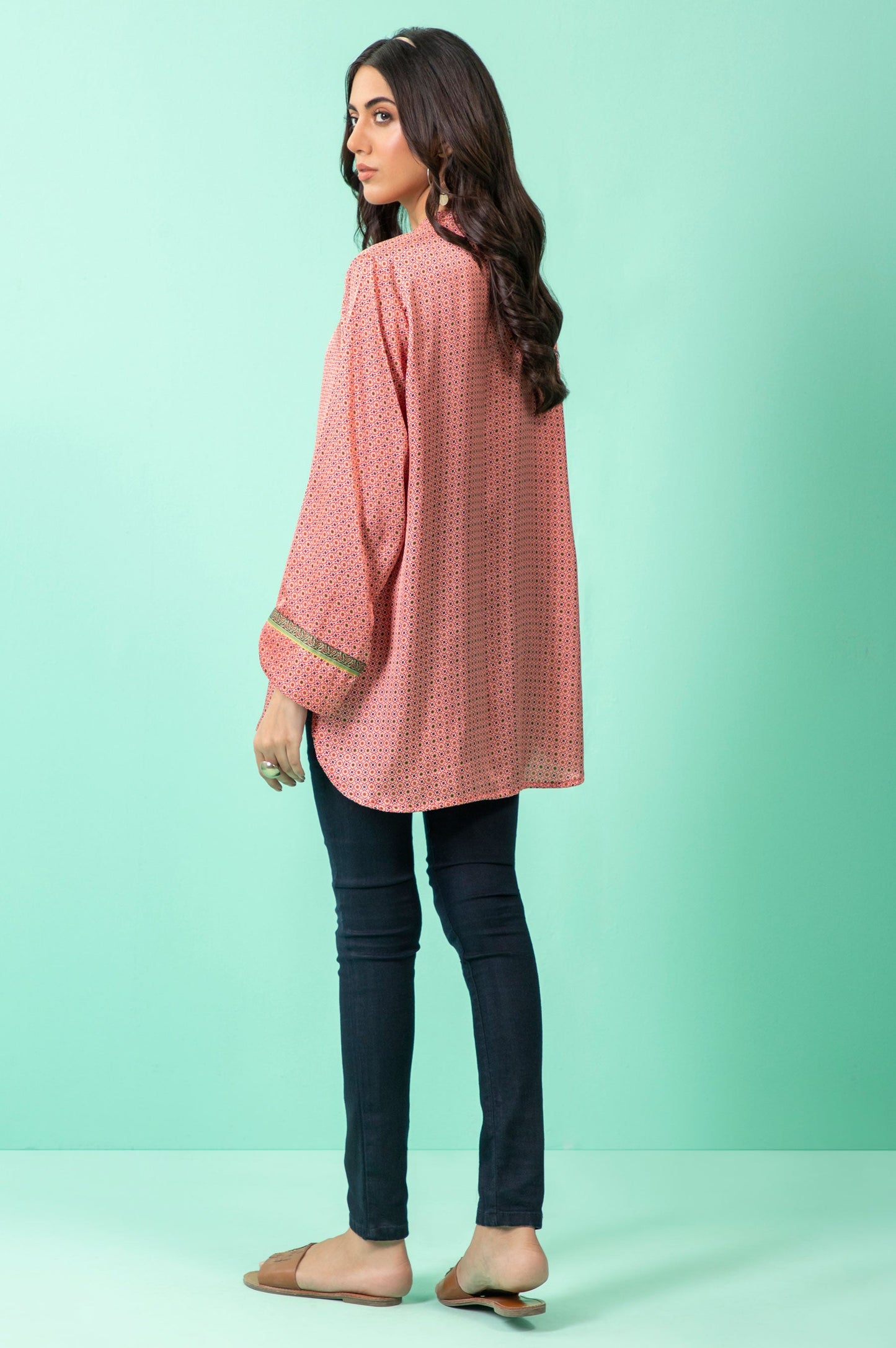 Stitched 1 Piece Embellished Silk Shirt