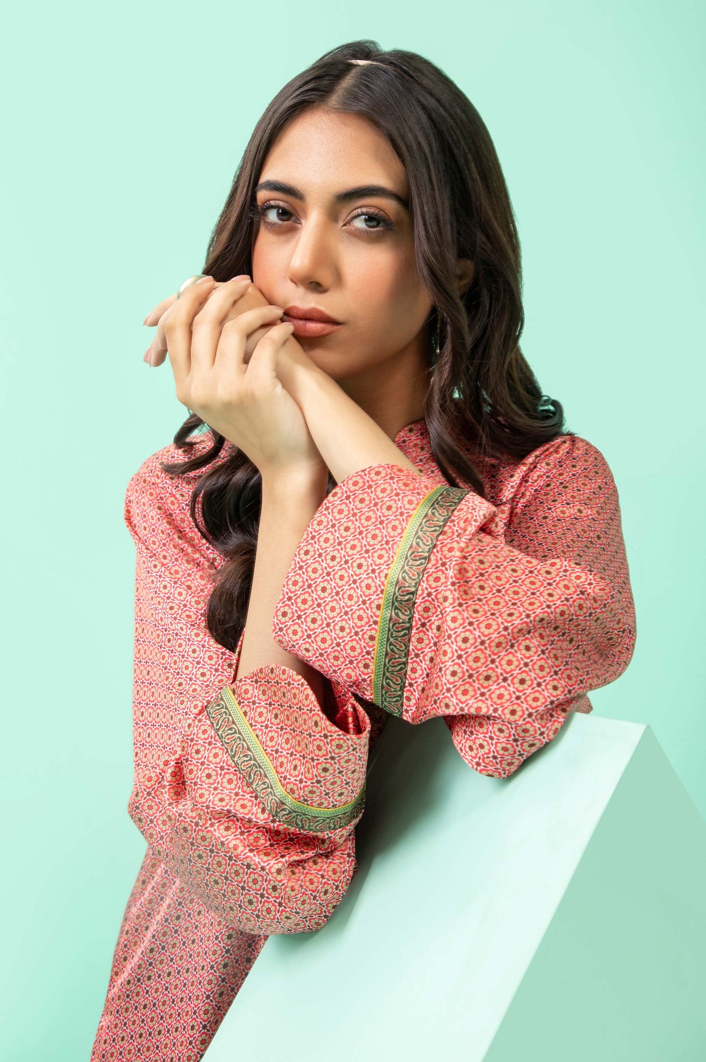 Stitched 1 Piece Embellished Silk Shirt