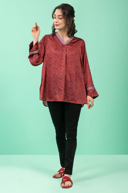 Stitched 1 Piece Embellished Silk Shirt