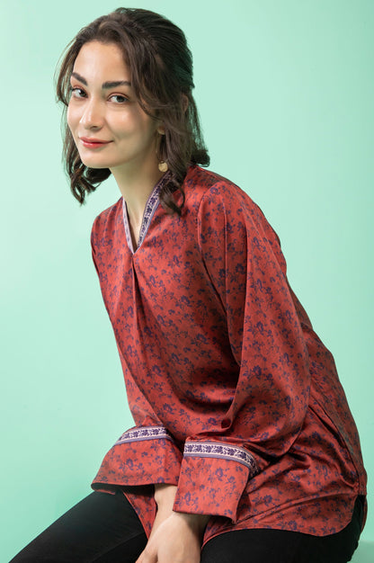 Stitched 1 Piece Embellished Silk Shirt