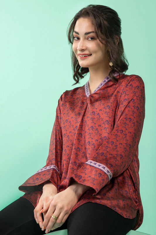 Stitched 1 Piece Embellished Silk Shirt