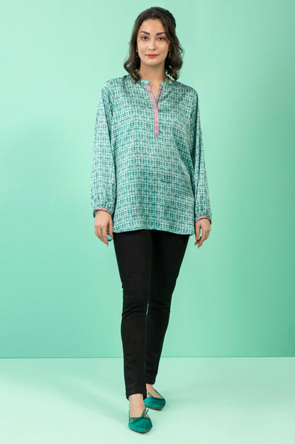 Stitched 1 Piece Embellished Silk Shirt