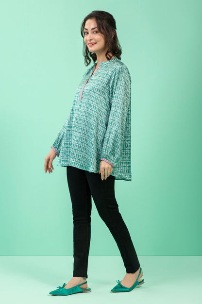 Stitched 1 Piece Embellished Silk Shirt