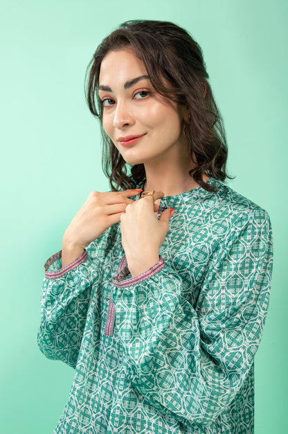 Stitched 1 Piece Embellished Silk Shirt