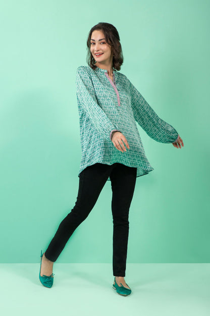 Stitched 1 Piece Embellished Silk Shirt