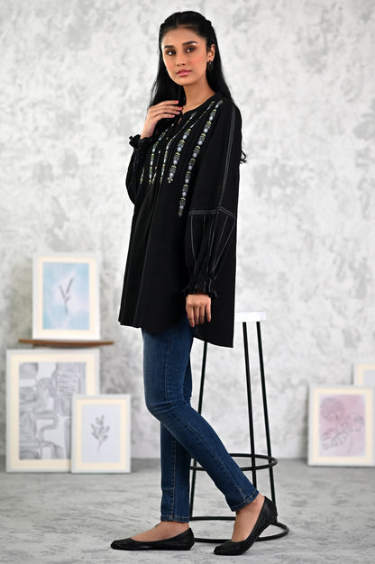 Stitched 1 Piece Embroidered Khaddar Fushion Top