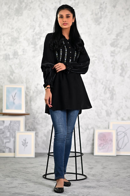 Stitched 1 Piece Embroidered Khaddar Fushion Top