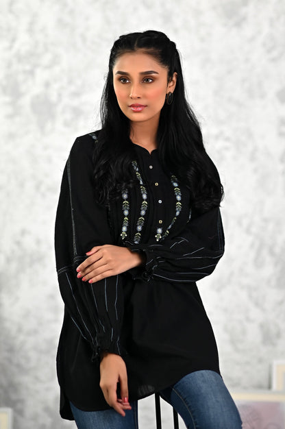 Stitched 1 Piece Embroidered Khaddar Fushion Top