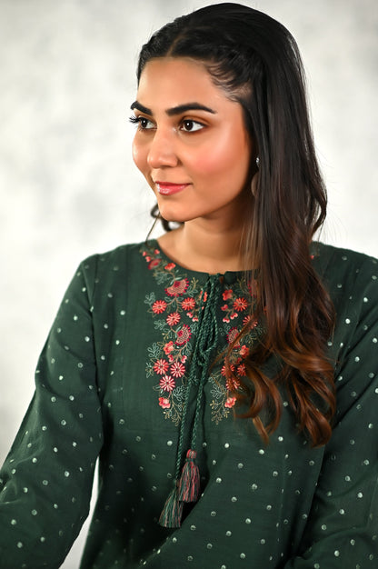 Stitched 1 Piece Embroidered Khaddar Fushion Top