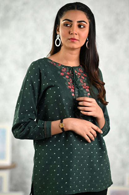 Stitched 1 Piece Embroidered Khaddar Fushion Top