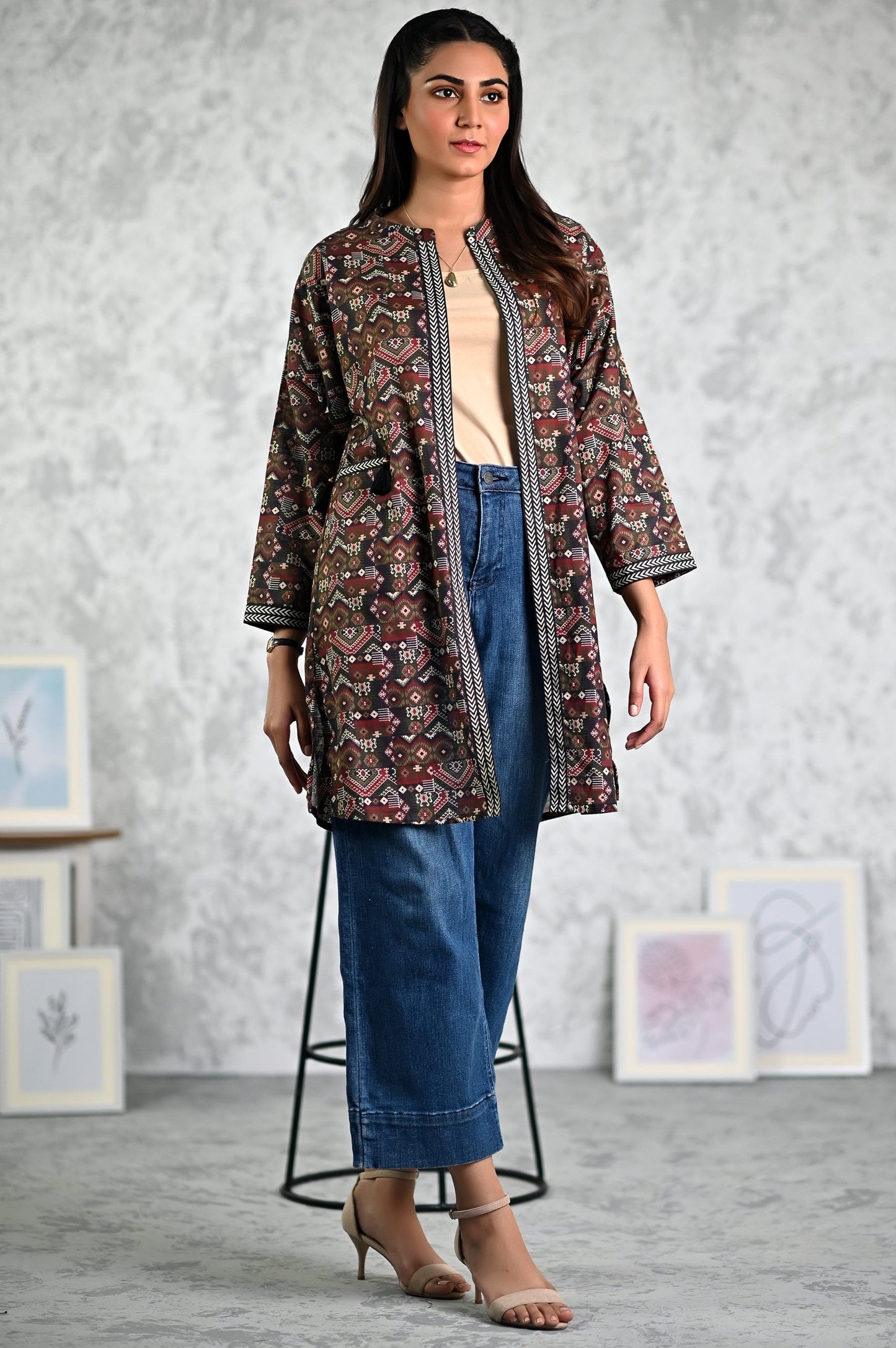 Stitched 1 Piece Printed Khadder Jacket