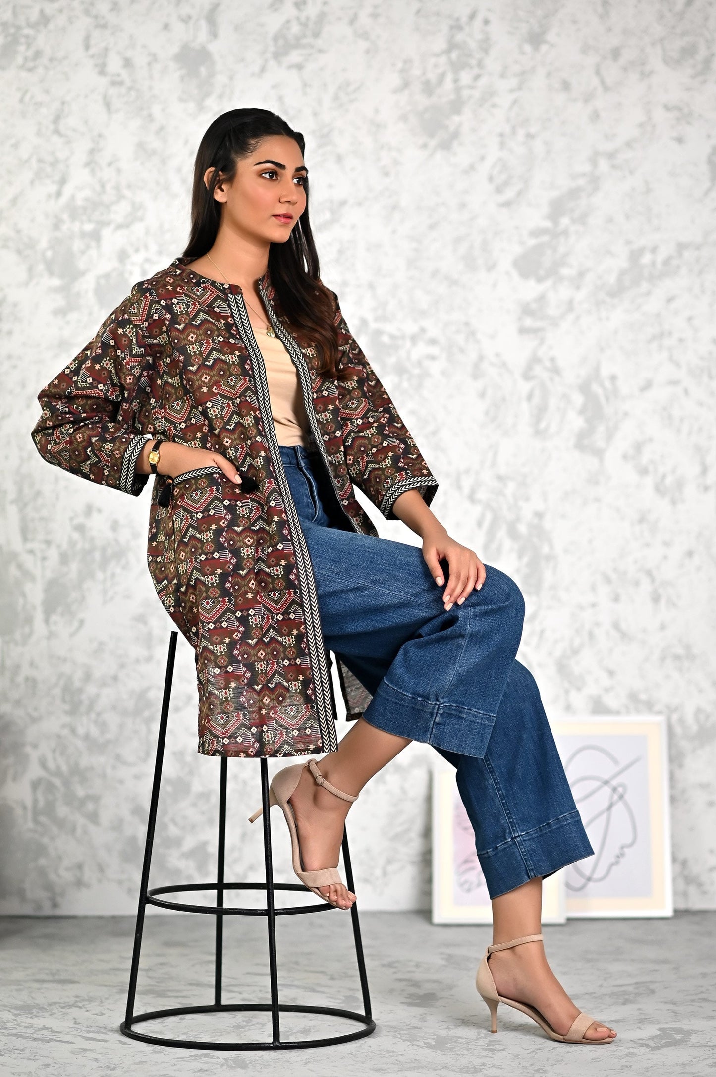 Stitched 1 Piece Printed Khadder Jacket