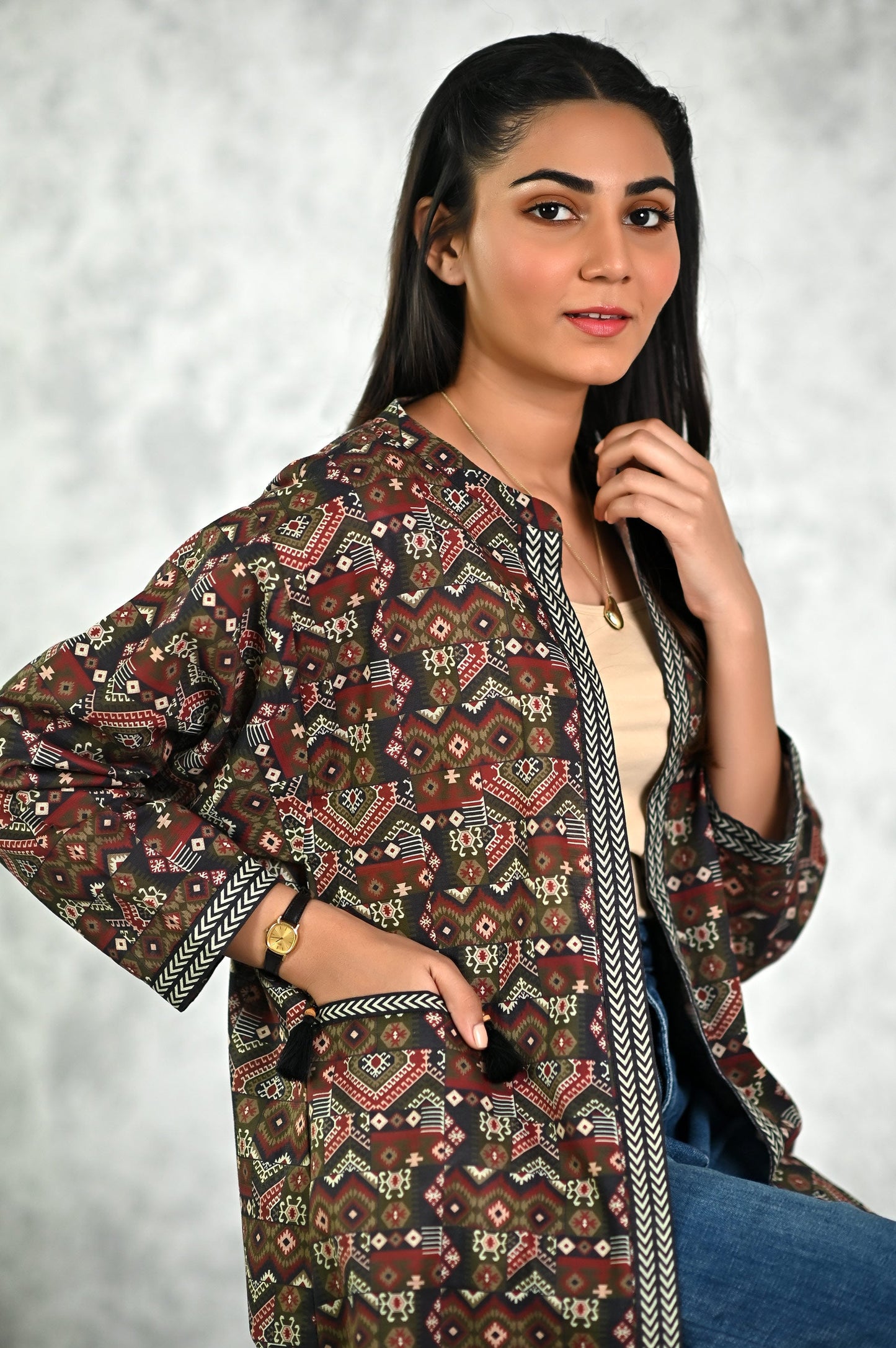 Stitched 1 Piece Printed Khadder Jacket