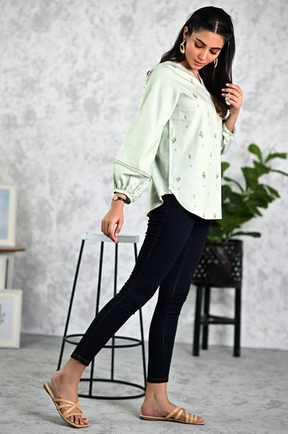 Stitched 1 Piece Embroidered Fusion Top