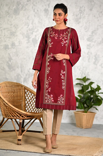 Stitched 1 Piece Embroidered Yarn Dyed Textured Shirt