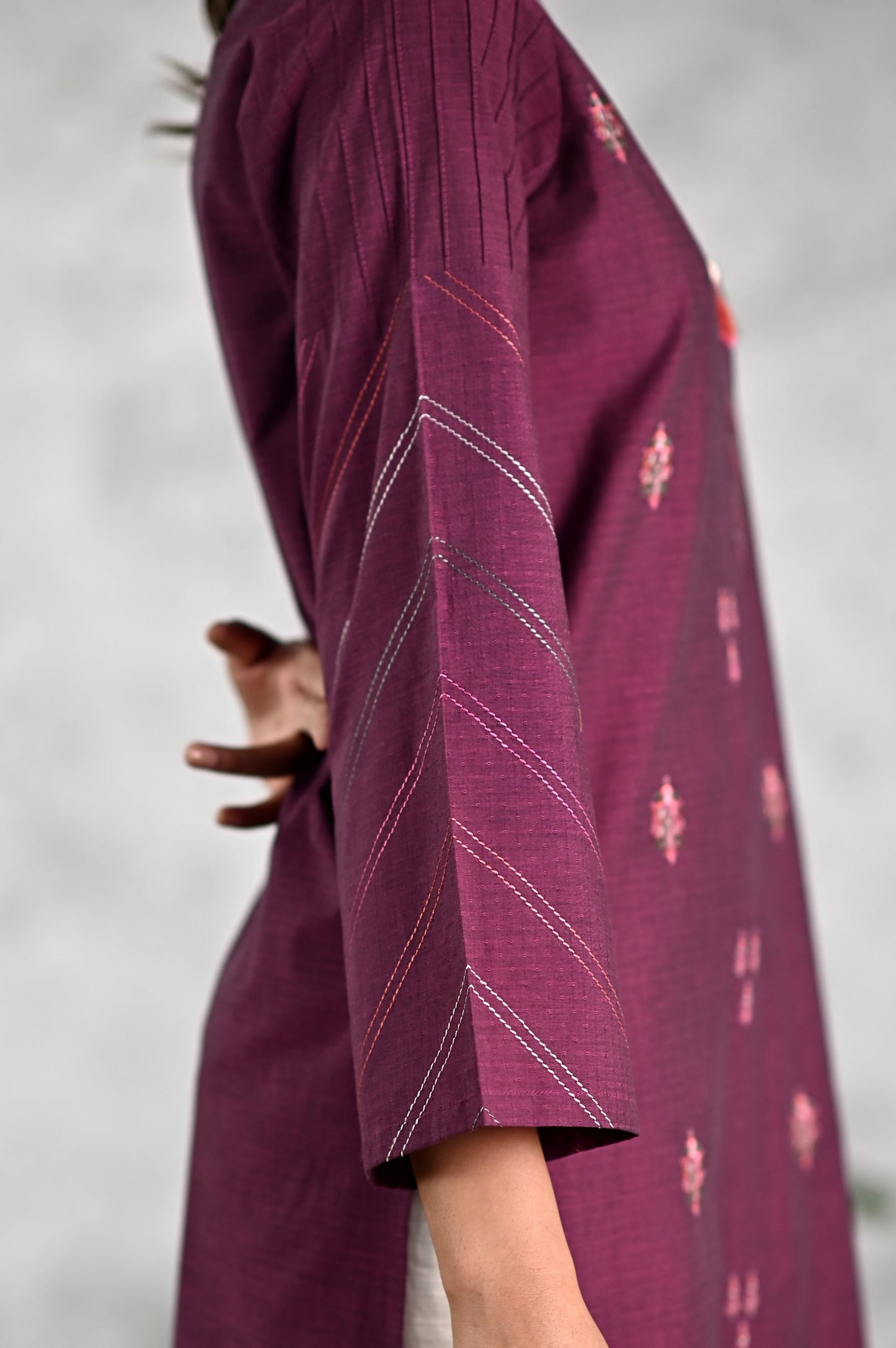 Stitched 1 Piece Embroidered Yarn Dyed Textured Shirt