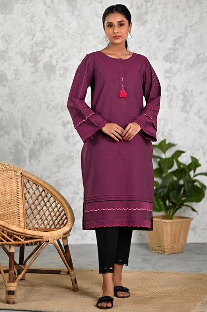 Stitched 1 Piece Embroidered Yarn Dyed Textured Shirt