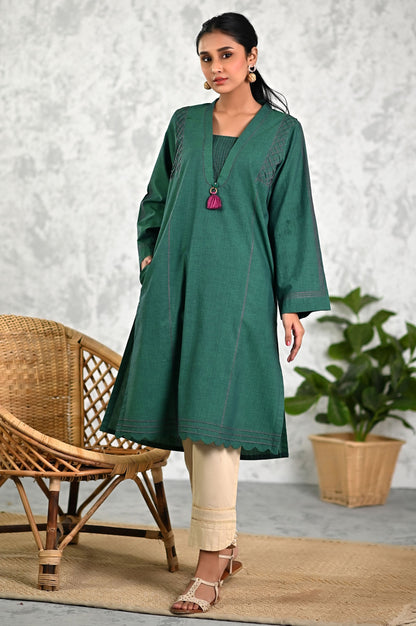 Stitched 1 Piece Embellished Yarn Dyed Textured Top