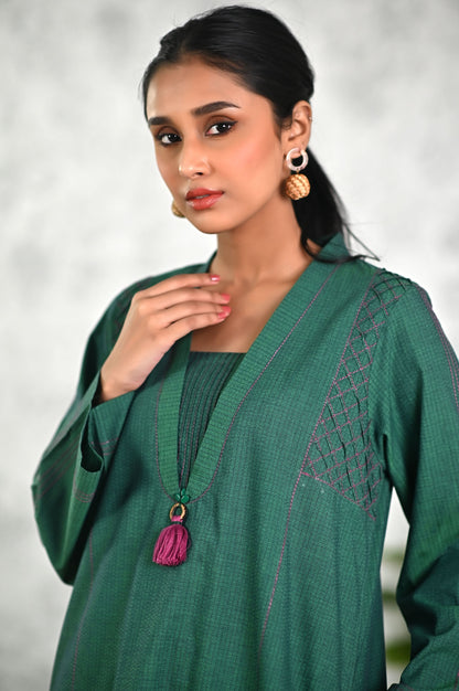 Stitched 1 Piece Embellished Yarn Dyed Textured Top