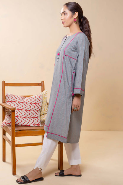 Stitched 1 Piece Embellished Yarn Dyed Striped Top