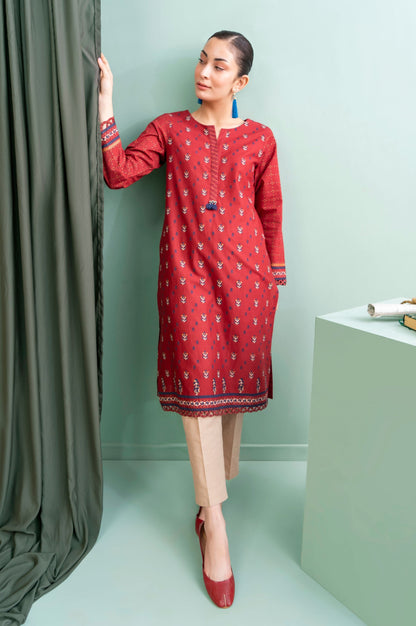 Stitched 1 Piece Embellished Screen Printed Cambric Shirt