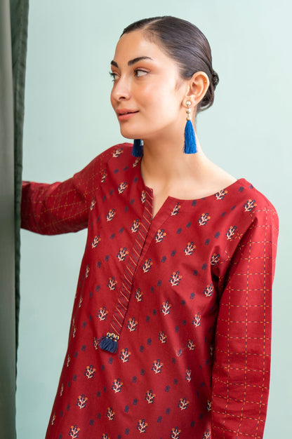 Stitched 1 Piece Embellished Screen Printed Cambric Shirt