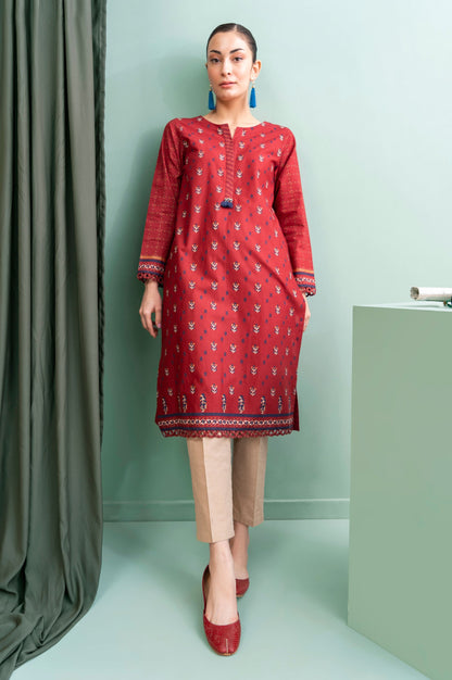 Stitched 1 Piece Embellished Screen Printed Cambric Shirt