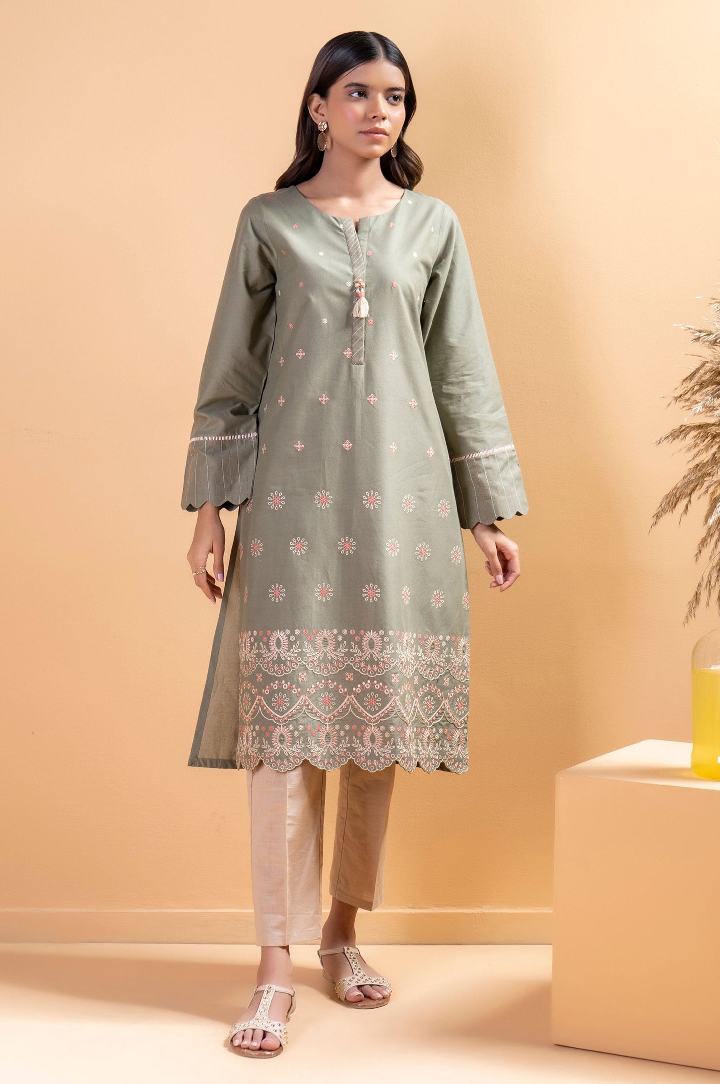 Stitched 1 Piece Embroidered Cambric Shirt