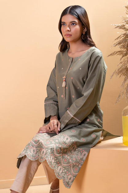 Stitched 1 Piece Embroidered Cambric Shirt